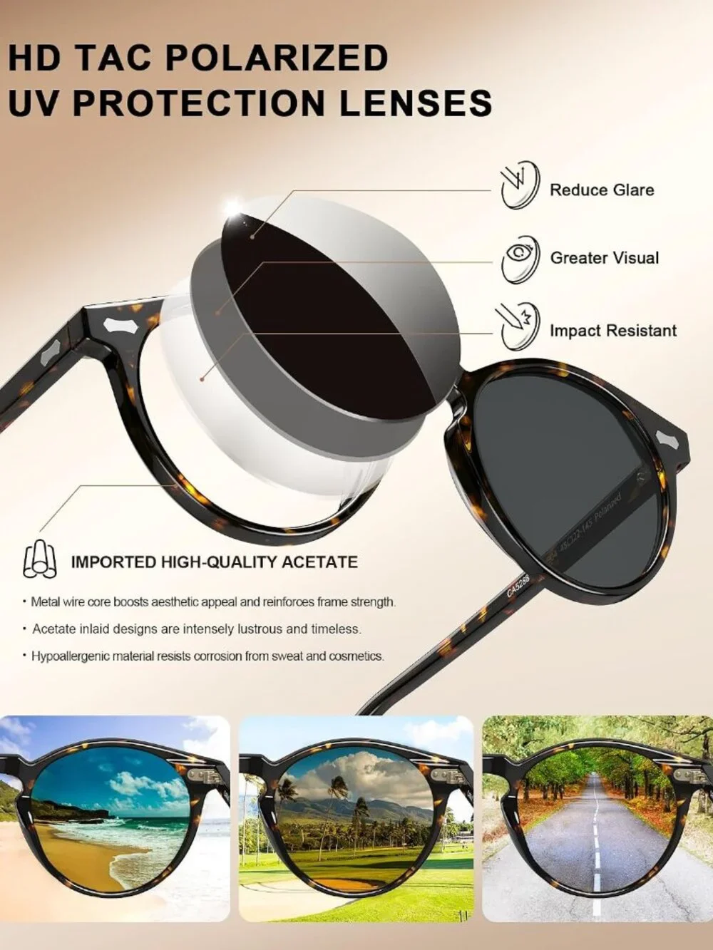 Timeless Tortoise Frame Sunglasses for Women - HD Polarized & UV Protection